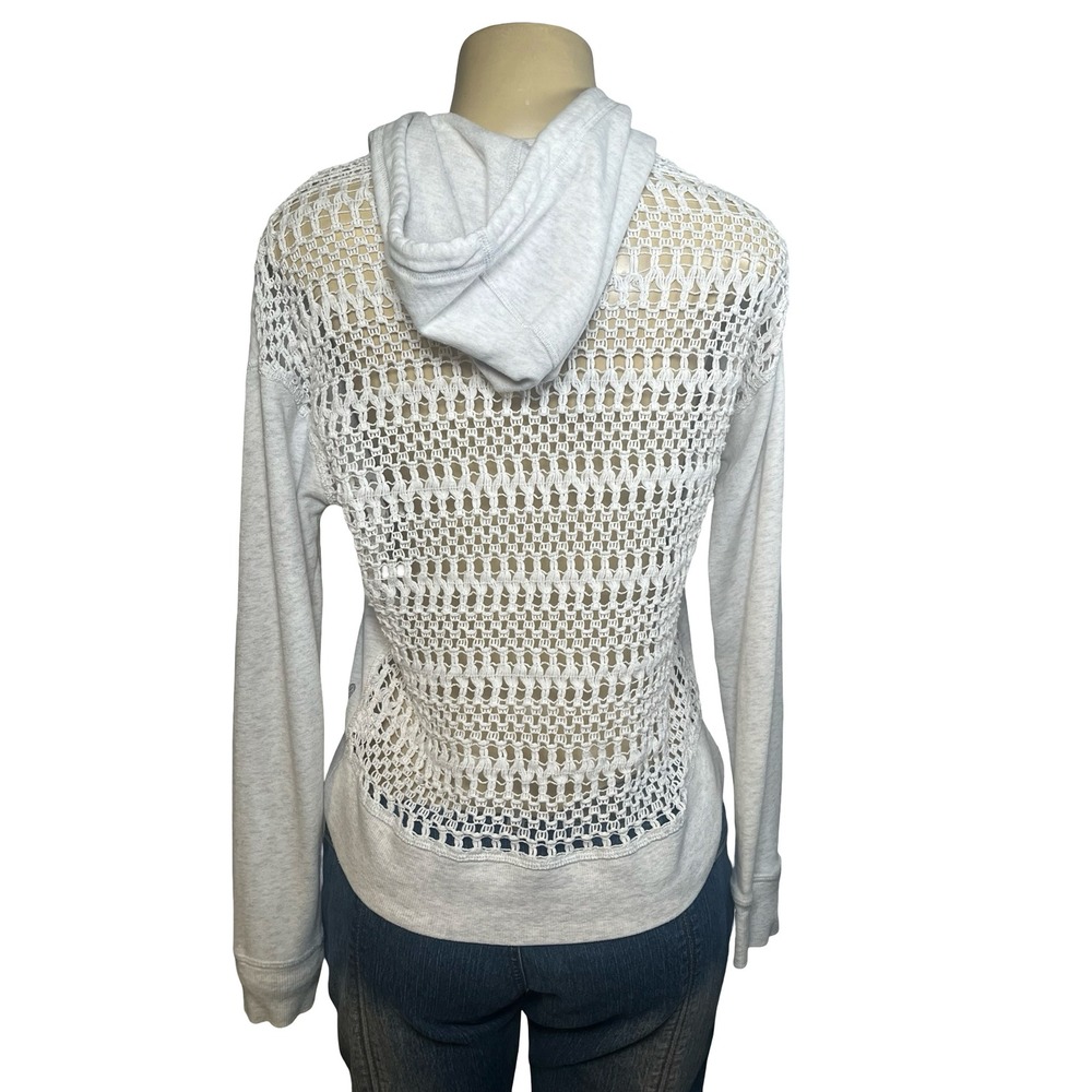 Victoria's Secret Heather Gray Crochet Back Pullover Hoodie Womens Small